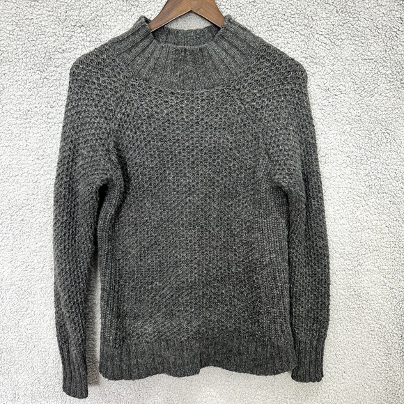 American Eagle Sweater Men Small Gray Mock Neck Wool Blend Chunky Preppy Minimal - Picture 1 of 7
